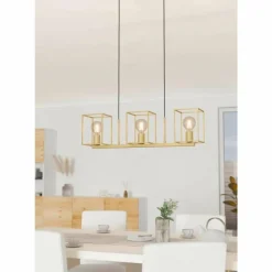 Lampes Dorées-Luminaires Eglo Suspension Eglo CUMIOLE Or, 3 lumières