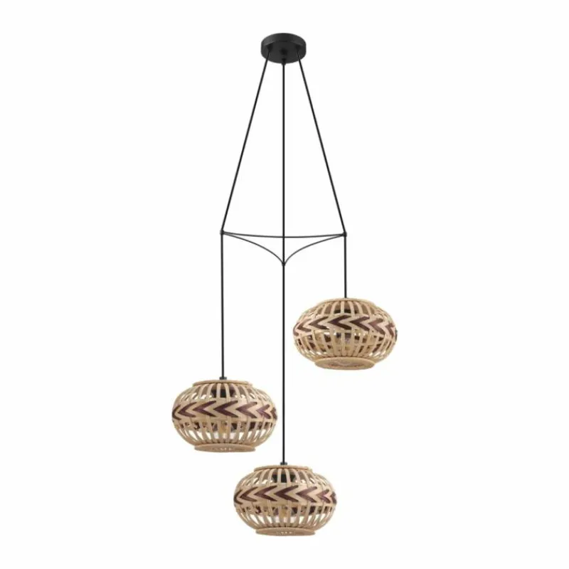 Style Boho-Chic-Luminaires Eglo Suspension Eglo DONDARRION Noir, 3 lumières
