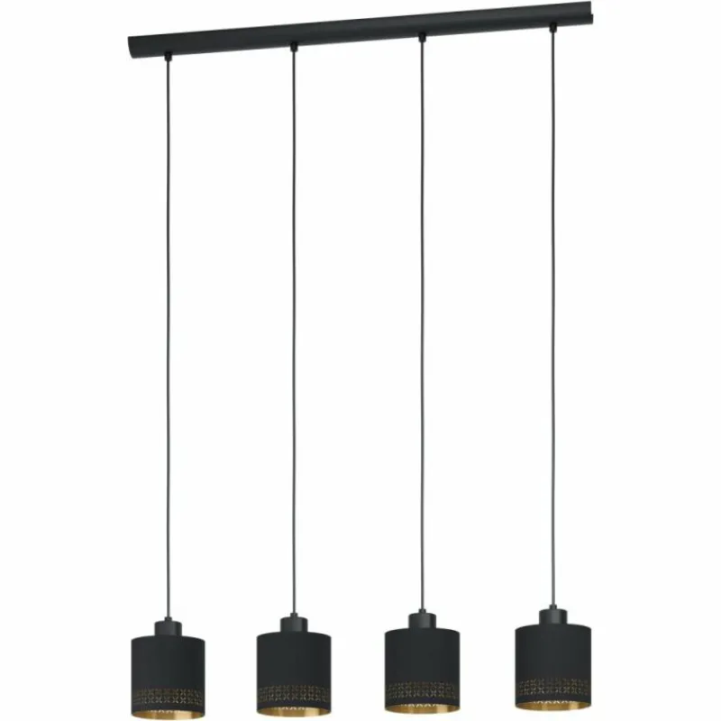 Lampes En Tissu-Luminaires Eglo Suspension Eglo ESTEPERRA Noir, 4 lumières