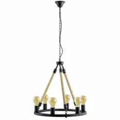 Lampes Vintages & Rétros-Luminaires Eglo Suspension Eglo FINDLAY Noir, 6 lumières