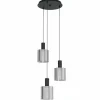 Suspension Verre Fumé-Luminaires Eglo Suspension Eglo GOROSIBA Noir, 3 lumières