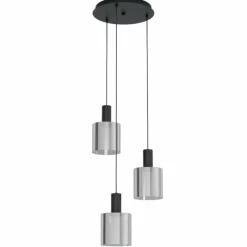 Suspension Verre Fumé-Luminaires Eglo Suspension Eglo GOROSIBA Noir, 3 lumières