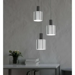 Suspension Verre Fumé-Luminaires Eglo Suspension Eglo GOROSIBA Noir, 3 lumières