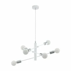 Luminaires Eglo Suspension Eglo GRADOLI Chrome, Blanc, 6 lumières* Suspensions