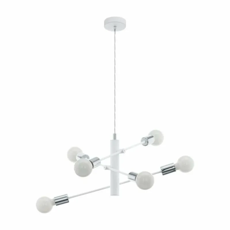 Luminaires Eglo Suspension Eglo GRADOLI Chrome, Blanc, 6 lumières* Suspensions