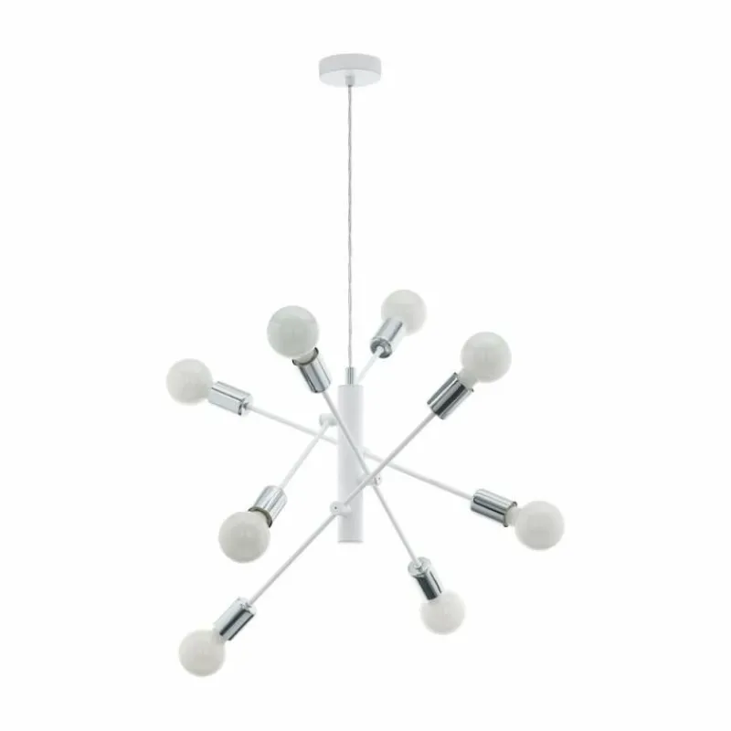 Luminaires Eglo Suspension Eglo GRADOLI Chrome, Blanc, 8 lumières* Suspensions