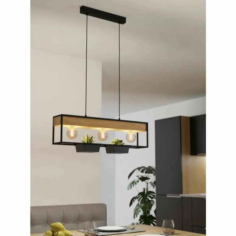 Lampes Industrielles-Luminaires Eglo Suspension Eglo LIBERTAD Écru, Noir, 3 lumières