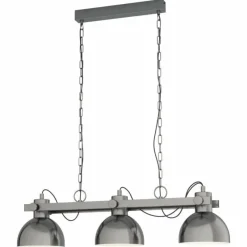 Lampes Industrielles-Luminaires Eglo Suspension EGLO LUBENHAM Crème, Nickel mat, 3 lumières