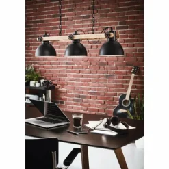 Lampes Industrielles-Luminaires Eglo Suspension EGLO LUBENHAM Brun, Noir, 3 lumières