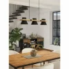 Lampes En Bois-Luminaires Eglo Suspension Eglo MACCLES Écru, Noir, 3 lumières