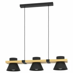 Lampes En Bois-Luminaires Eglo Suspension Eglo MACCLES Écru, Noir, 3 lumières