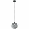 Suspension Verre Fumé-Luminaires Eglo Suspension Eglo MANTUNALLE Noir, 1 lumière