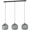 Suspension Verre Fumé-Luminaires Eglo Suspension Eglo MANTUNALLE Noir, 3 lumières