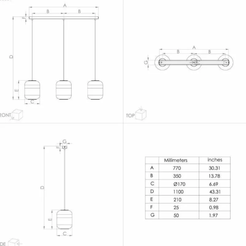 Luminaires Eglo Suspension Eglo MARYVILLA Bruni, Noir, 3 lumières