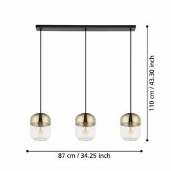 Luminaires Eglo Suspension Eglo MARYVILLA Bruni, Noir, 3 lumières