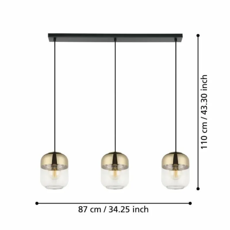 Luminaires Eglo Suspension Eglo MARYVILLA Bruni, Noir, 3 lumières