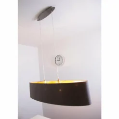 Lampes En Tissu-Luminaires Eglo Suspension Eglo Maserlo cappuccino Nickel mat, 2 lumières