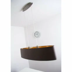 Lampes En Tissu-Luminaires Eglo Suspension Eglo Maserlo cappuccino Nickel mat, 2 lumières