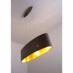 Lampes En Tissu-Luminaires Eglo Suspension Eglo Maserlo cappuccino Nickel mat, 2 lumières