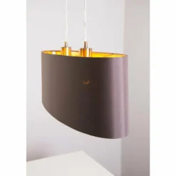 Lampes En Tissu-Luminaires Eglo Suspension Eglo Maserlo cappuccino Nickel mat, 2 lumières