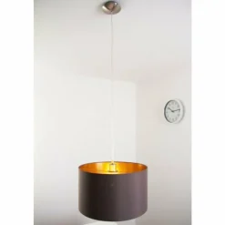 Lampes En Tissu-Luminaires Eglo Suspension Eglo Maserlo cappuccino Nickel mat, 1 lumière