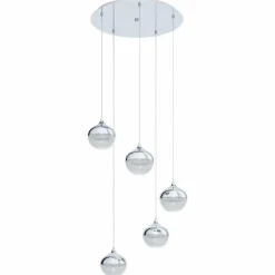 Luminaires Eglo Suspension EGLO MIOGLIA Chrome, 5 lumières* Suspensions