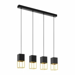 Lampes Dorées-Luminaires Eglo Suspension Eglo MONTEBALDO Or, Noir, 4 lumières