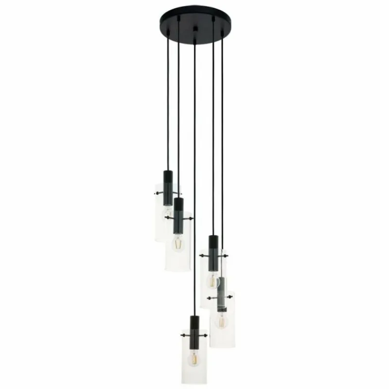 Luminaires Eglo Suspension Eglo MONTEFINO Noir, 5 lumières