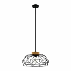 Lampes En Bois-Luminaires Eglo Suspension Eglo PADSTOW Brun, Noir, 1 lumière