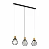 Lampes En Bois-Luminaires Eglo Suspension Eglo PALMORLA Brun, Noir, 3 lumières