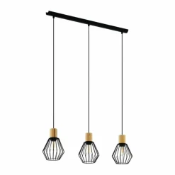 Lampes En Bois-Luminaires Eglo Suspension Eglo PALMORLA Brun, Noir, 3 lumières