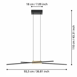 Lampes En Bois-Luminaires Eglo Suspension Eglo PANAGRIA LED Brun, Noir, 2 lumières