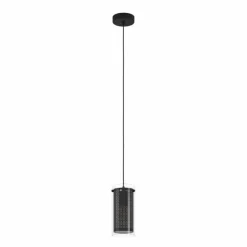 Luminaires Eglo Suspension Eglo PINTO TEXTIL Noir, 1 lumière