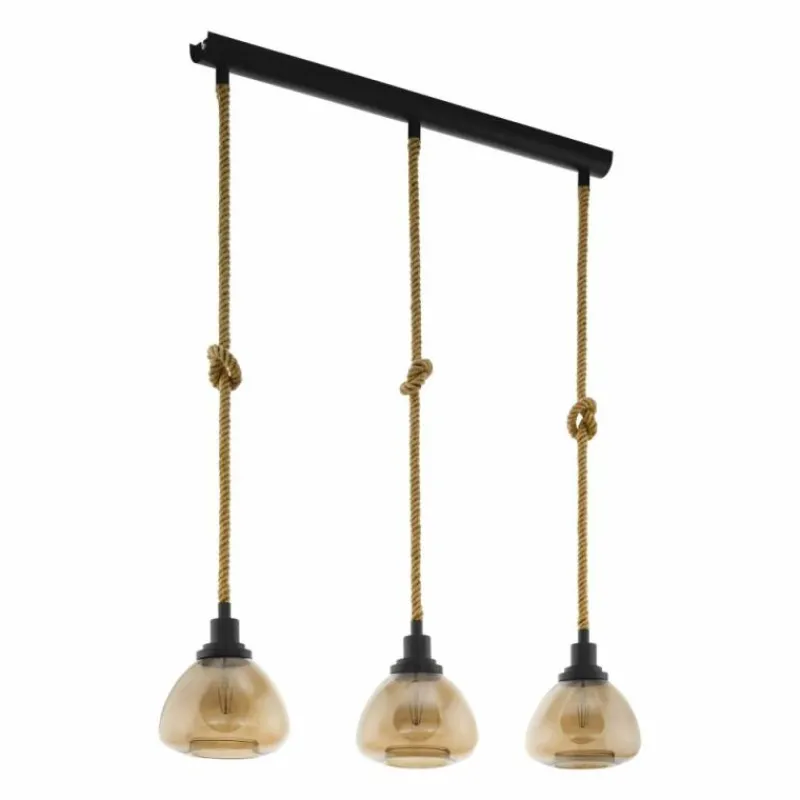 Luminaires Eglo Suspension EGLO RAMPSIDE Brun, Noir, 3 lumières