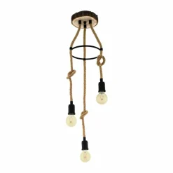 Style Boho-Chic-Luminaires Eglo Suspension Eglo RAMPSIDE Brun, Noir, 3 lumières