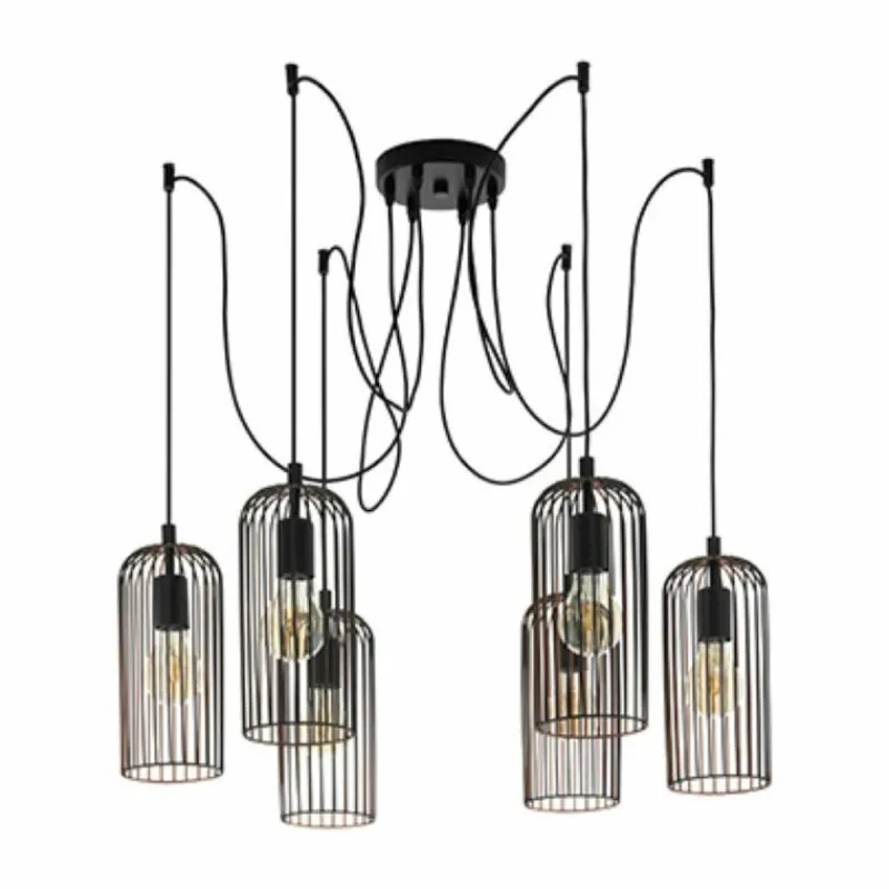 Lampes Vintages & Rétros-Luminaires Eglo Suspension Eglo ROCCAMENA Cuivre, Noir, 6 lumières