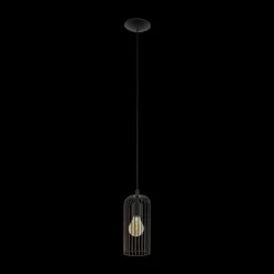 Lampes Industrielles-Luminaires Eglo Suspension Eglo ROCCAMENA Cuivre, Noir, 1 lumière