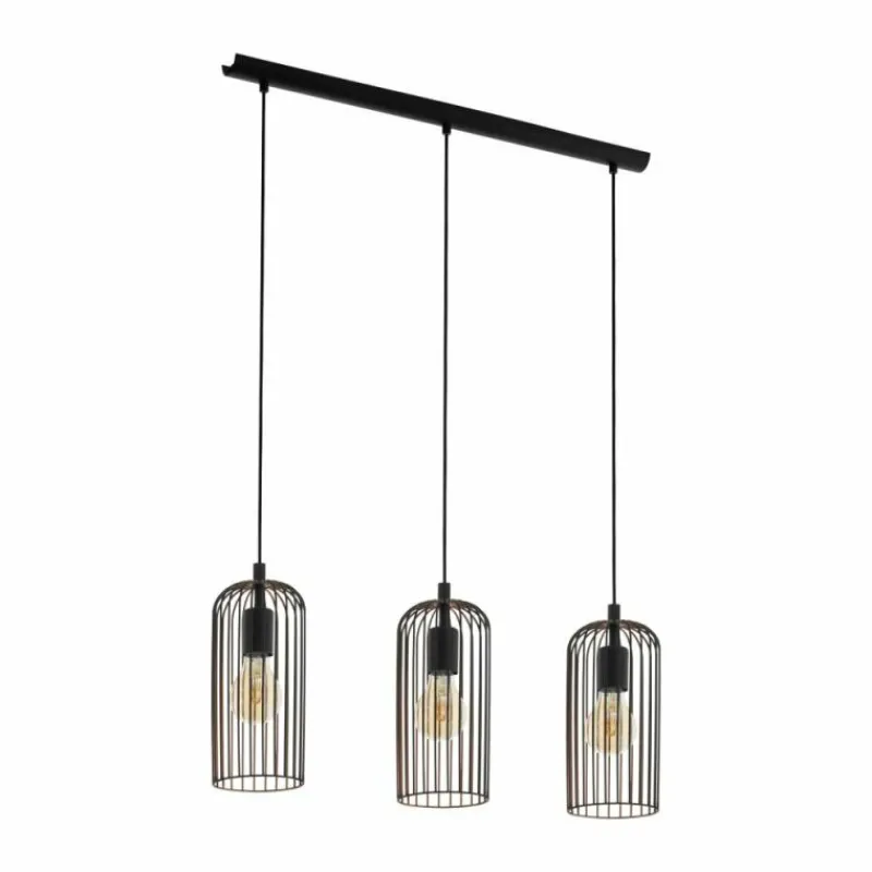 Lampes Industrielles-Luminaires Eglo Suspension Eglo ROCCAMENA Cuivre, Noir, 3 lumières