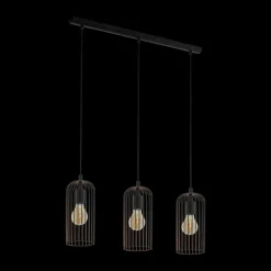 Lampes Industrielles-Luminaires Eglo Suspension Eglo ROCCAMENA Cuivre, Noir, 3 lumières