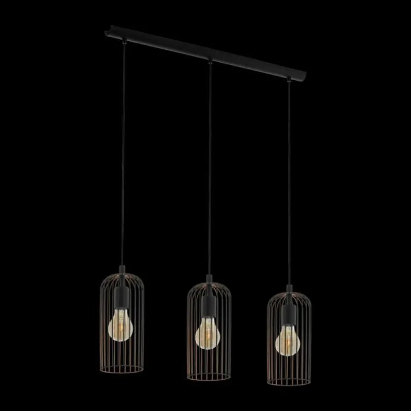 Lampes Industrielles-Luminaires Eglo Suspension Eglo ROCCAMENA Cuivre, Noir, 3 lumières
