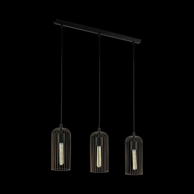 Lampes Industrielles-Luminaires Eglo Suspension Eglo ROCCAMENA Cuivre, Noir, 3 lumières