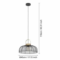 Luminaires Eglo Suspension Eglo ROUNDHAM Laiton, Noir, 1 lumière* Suspensions