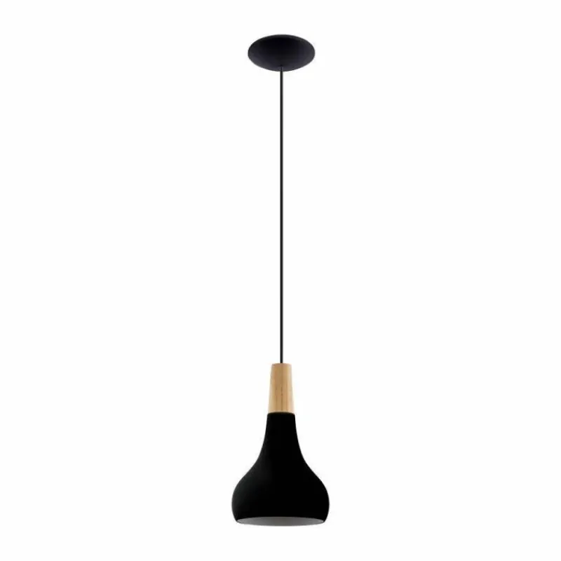 Lampes En Bois-Luminaires Eglo Suspension Eglo SABINAR Brun, Noir, 1 lumière