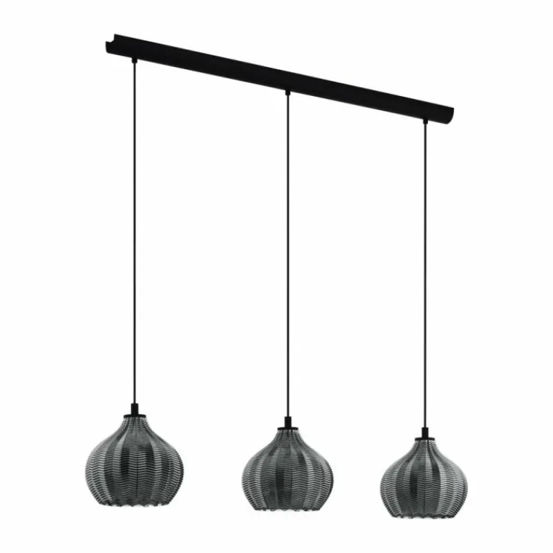 Suspension Verre Fumé-Luminaires Eglo Suspension Eglo TAMALLAT Noir, 3 lumières