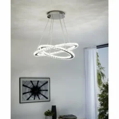 Luminaires Eglo Suspension Eglo VARRAZO LED Chrome, Aspect cristal, 1 lumière* Éclairage Led