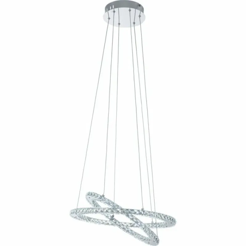 Luminaires Eglo Suspension Eglo VARRAZO LED Chrome, Aspect cristal, 1 lumière* Éclairage Led
