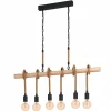 Lampes Industrielles-Luminaires Eglo Suspension Eglo YOUNGSTOWN Brun, Bois clair, Noir, 6 lumières