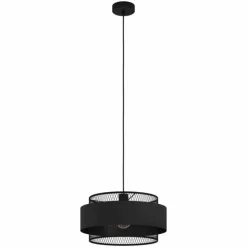 Lampes En Tissu-Luminaires Eglo Suspension Eglo-Leuchten BAZELY Noir, 1 lumière