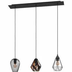 Lampes Vintages & Rétros-Luminaires Eglo Suspension Eglo-Leuchten DISTAFF Noir, 3 lumières