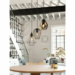 Lampes Vintages & Rétros-Luminaires Eglo Suspension Eglo-Leuchten DISTAFF Noir, 3 lumières